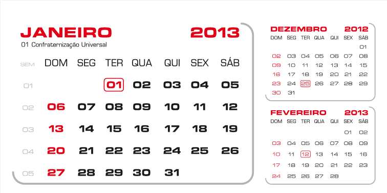 Calendário Sem Imagem