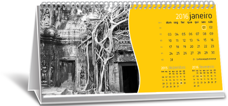 Calendário de Mesa Com Imagem Jardim Rio Pequeno Calendário de Mesa Com Imagem Jardim Rio Pequeno